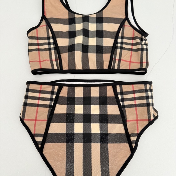 Burberry Girl's 2-Piece Swimsuit Nova Check Bikini Swim Summer Beach